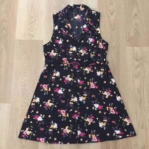 EUC Forever21 Black Sleeveless Floral Dress, Sz M